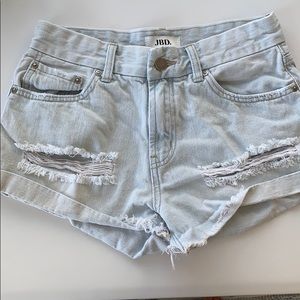 Light wash jean shorts